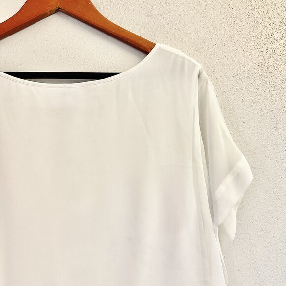 Vince Camuto Women's Chiffon Scoop‎ Neck Blouse Ivory Lined, XL - Picture 10 of 14